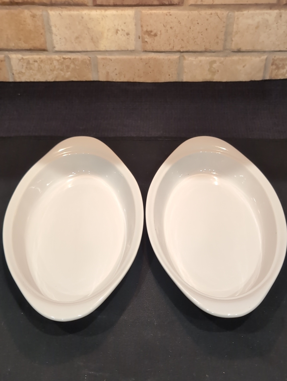 Two (2) French White Corningware Oval  Casserole Baking Dishes 10" X 6.75"